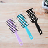 Kuber Industries Round Vented Hair Brush for Quick Drying & Pain Free Detangling | Smoothens | Stylish design | Flexible Nylon Bristles | Suitable for all Hair types (Purple-Black, Pack of 2)